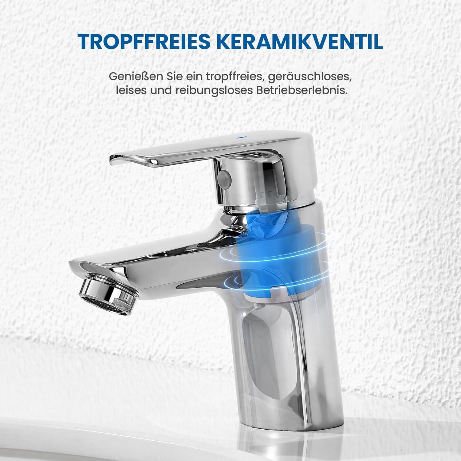 Moderne Auralum Waschtischarmatur für Bad aus Messing Chrom