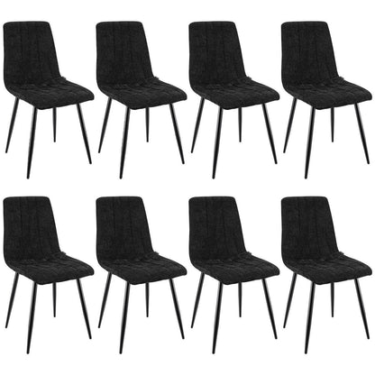 8x Esszimmerstühle Gepolstert, Schwarze Metallfüße & Hohe Rückenlehne