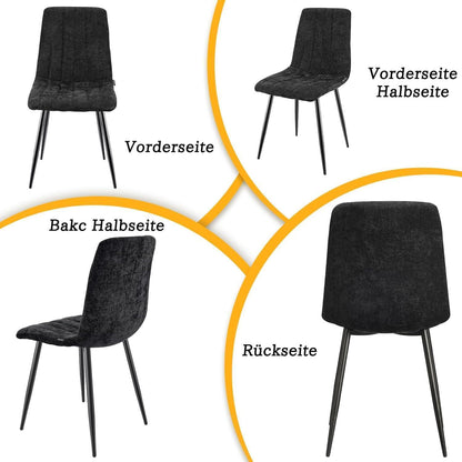 8x Esszimmerstühle Gepolstert, Schwarze Metallfüße & Hohe Rückenlehne