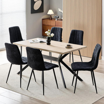 8x Esszimmerstühle Gepolstert, Schwarze Metallfüße & Hohe Rückenlehne