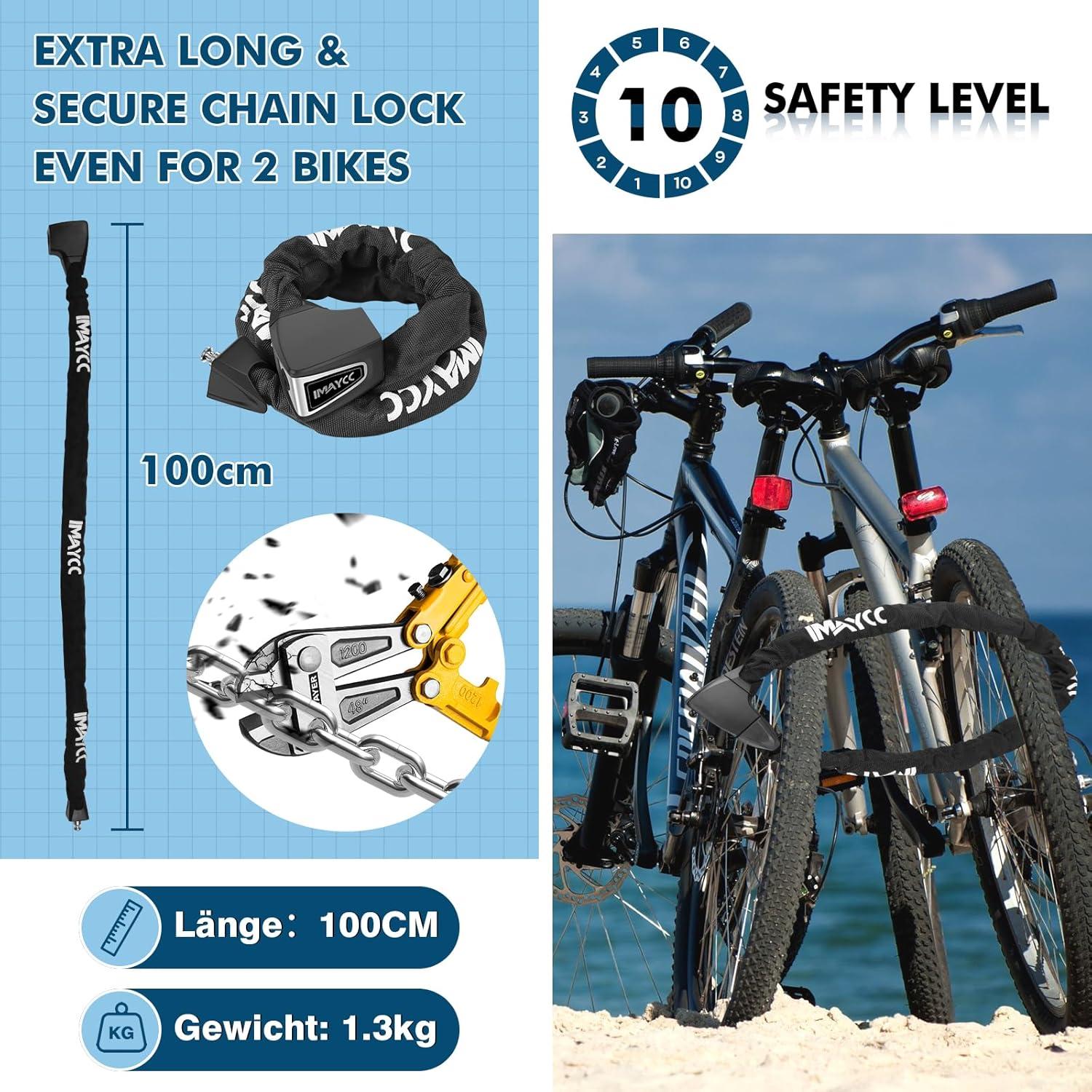 IMAYCC Fahrradschloss Hohe Sicherheit 8MM mit Schlüssel - Bike Lock E Scooter E Bike Motorrad