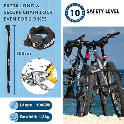 IMAYCC Fahrradschloss Hohe Sicherheit 8MM mit Schlüssel - Bike Lock E Scooter E Bike Motorrad