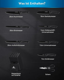 ACOQOOS Messerblock Set 10-teilig mit integriertem Schärfer