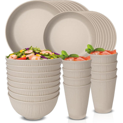 Unzerbrechliches Geschirrset für 8 Personen, 32-teilig, Beige