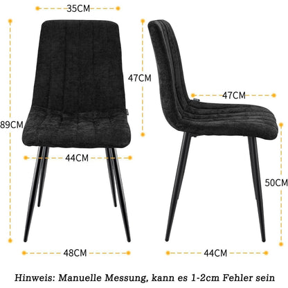 Esszimmerstühle 6er Set, Gepolsterte Stühle mit hoher Lehne, Schwarz