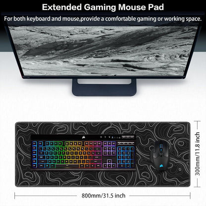 Gaming Mauspad XL 800x300mm Topographisch vernähte Kanten wasserdicht