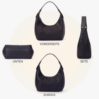 Schicke Einfarbig PU Leder Handtasche Damen Hobo Bag Schultertasche Vintage Uni