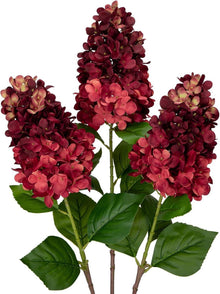 Künstliche Hortensien Blumen 3er Set Rispenhortensie 73CM Dunkelrot