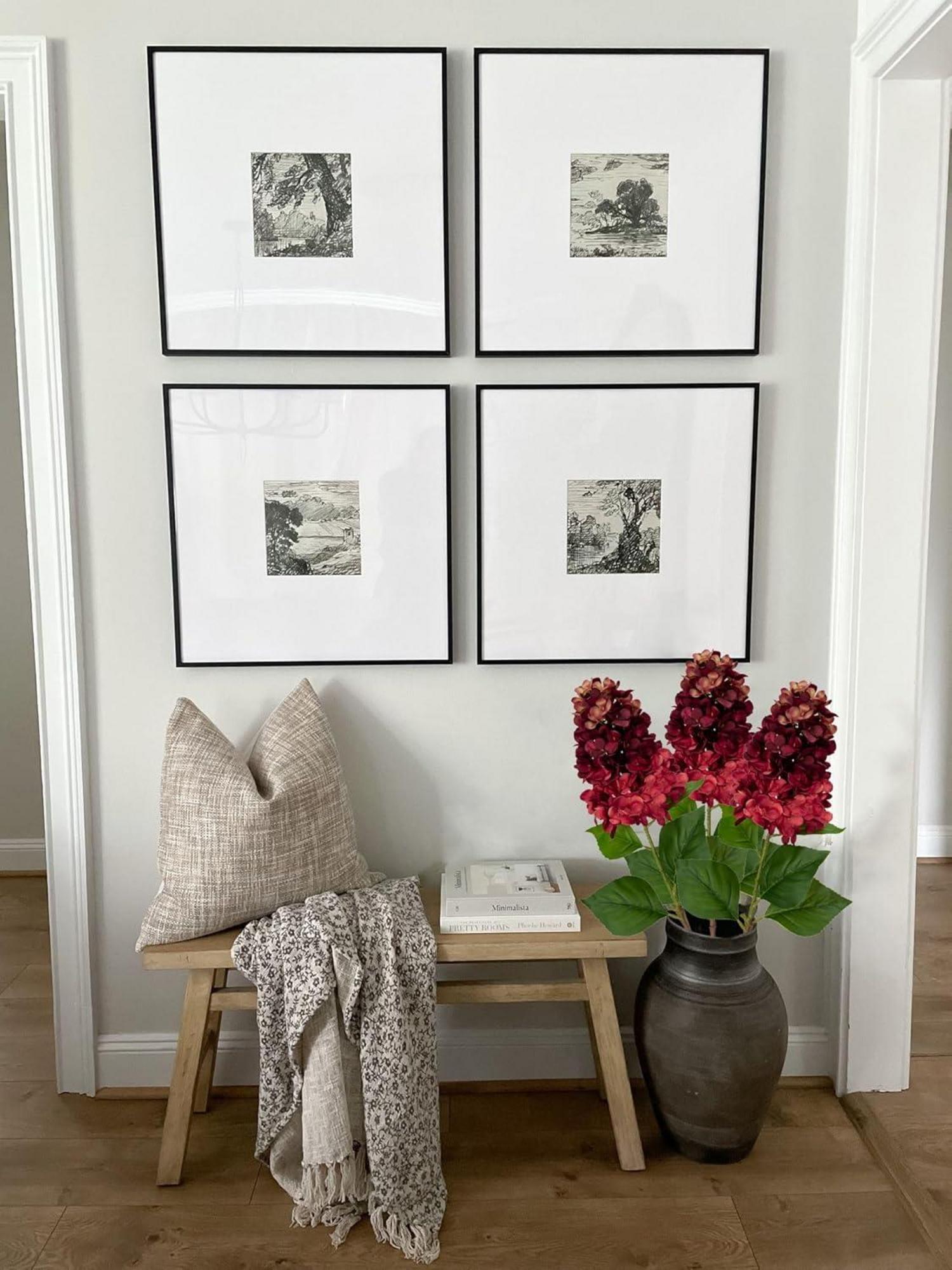 3er Set Künstliche Hortensien Kunstblumen Dunkelrot 73CM für Herbstdekoration