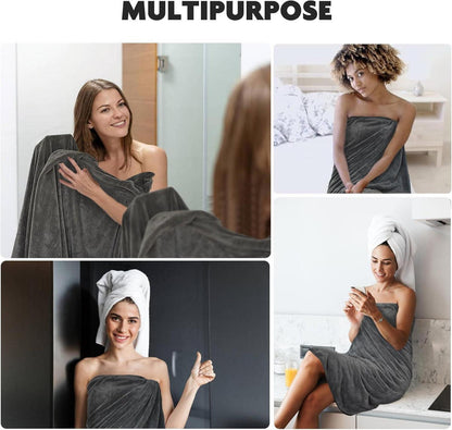 Badetuch XXL Mikrofaser 100x200cm Dunkelgrau saugstark weich schnelltrocknend