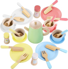 Kinderküche Zubehör Holz Teeservice Set - 28-teilig Spielküche