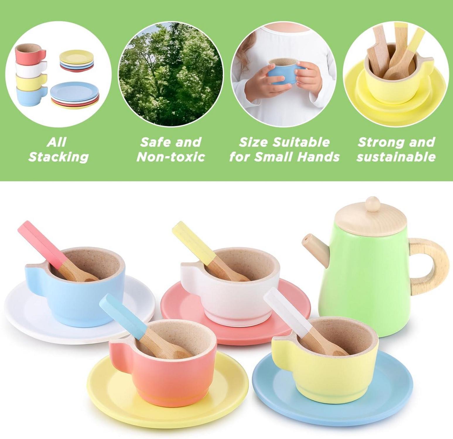 Holz Kinderküche Set 28-teilig Mädchen Jungen Spielküche Zubehör