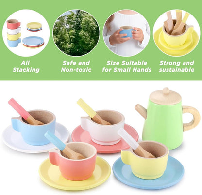 Holz Kinderküche Set 28-teilig Mädchen Jungen Spielküche Zubehör