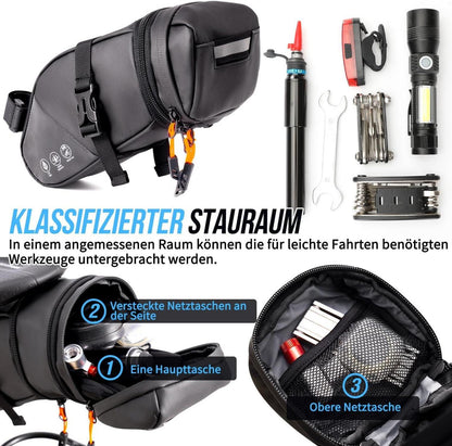 Fahrrad Satteltasche wasserdicht reflektierend erweiterbar 2L