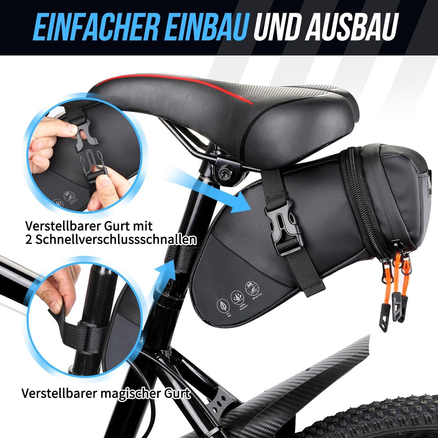 Fahrrad Satteltasche wasserdicht erweiterbar reflektierend 2L
