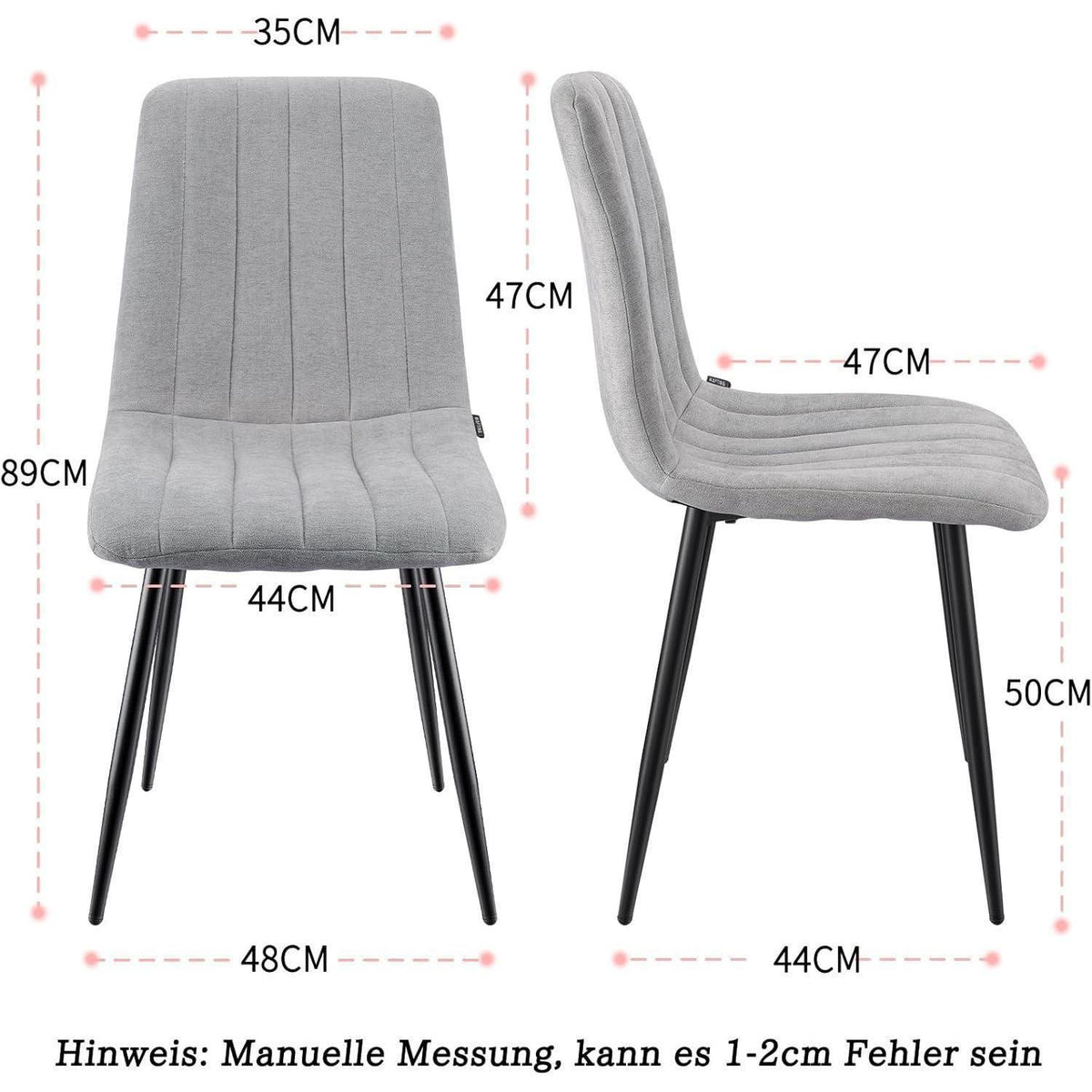 Gepolsterte Esszimmerstühle 2er Set Grau & Grau mit hoher Lehne