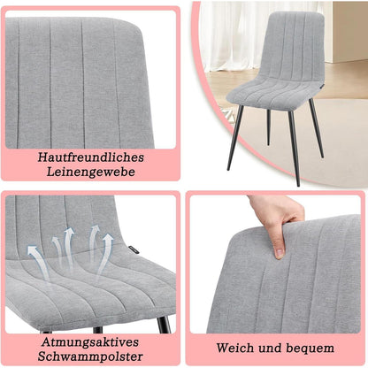 Gepolsterte Esszimmerstühle 2er Set Grau & Grau mit hoher Lehne