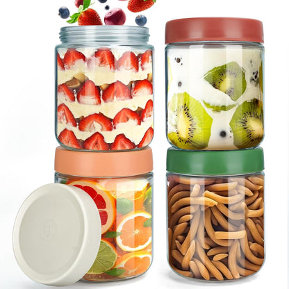 Overnight Oats Gläser 4er Set Einmachgläser 500ml mit Deckel