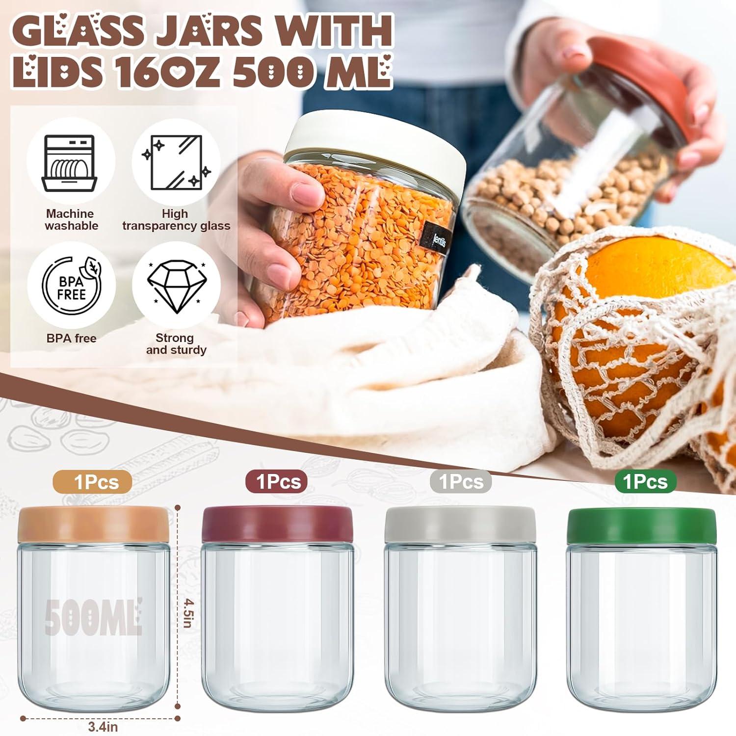 OSORD Overnight Oats Gläser 500ml 4er Set Luftdicht