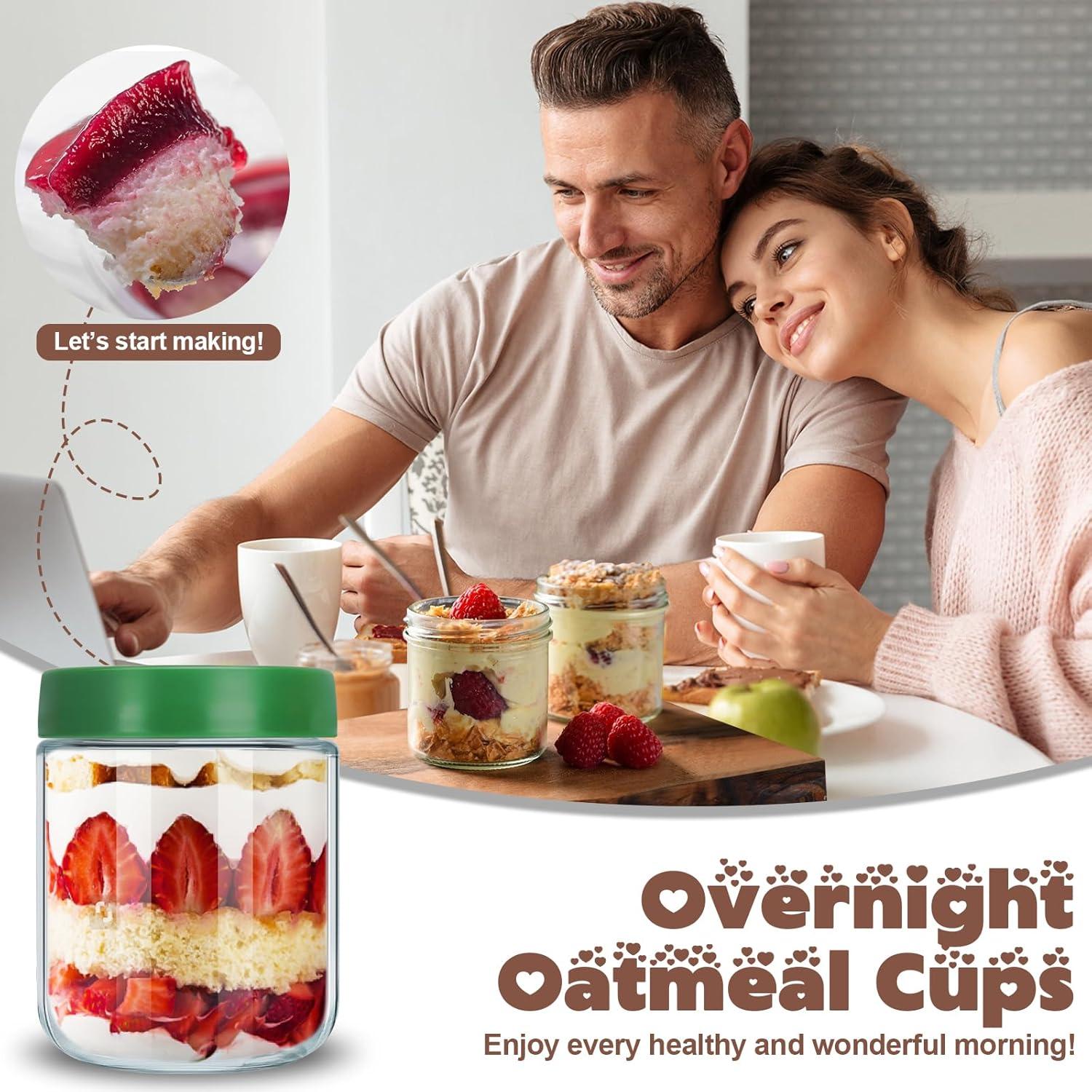 OSORD Overnight Oats Gläser 500ml 4er Set Transparente Einmachgläser