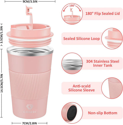 CS COSDDI Thermobecher Edelstahl Travel Mug 18oz Vakuum auslaufsicher Autobecher