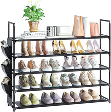 Schwarzes 5-stöckiges Schuhregal für Schuhe 20-25 Paar