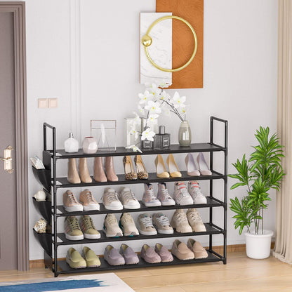 Schuhregal Organizer 5 Ebenen Schwarz Platzsparend für 20–25 Paar