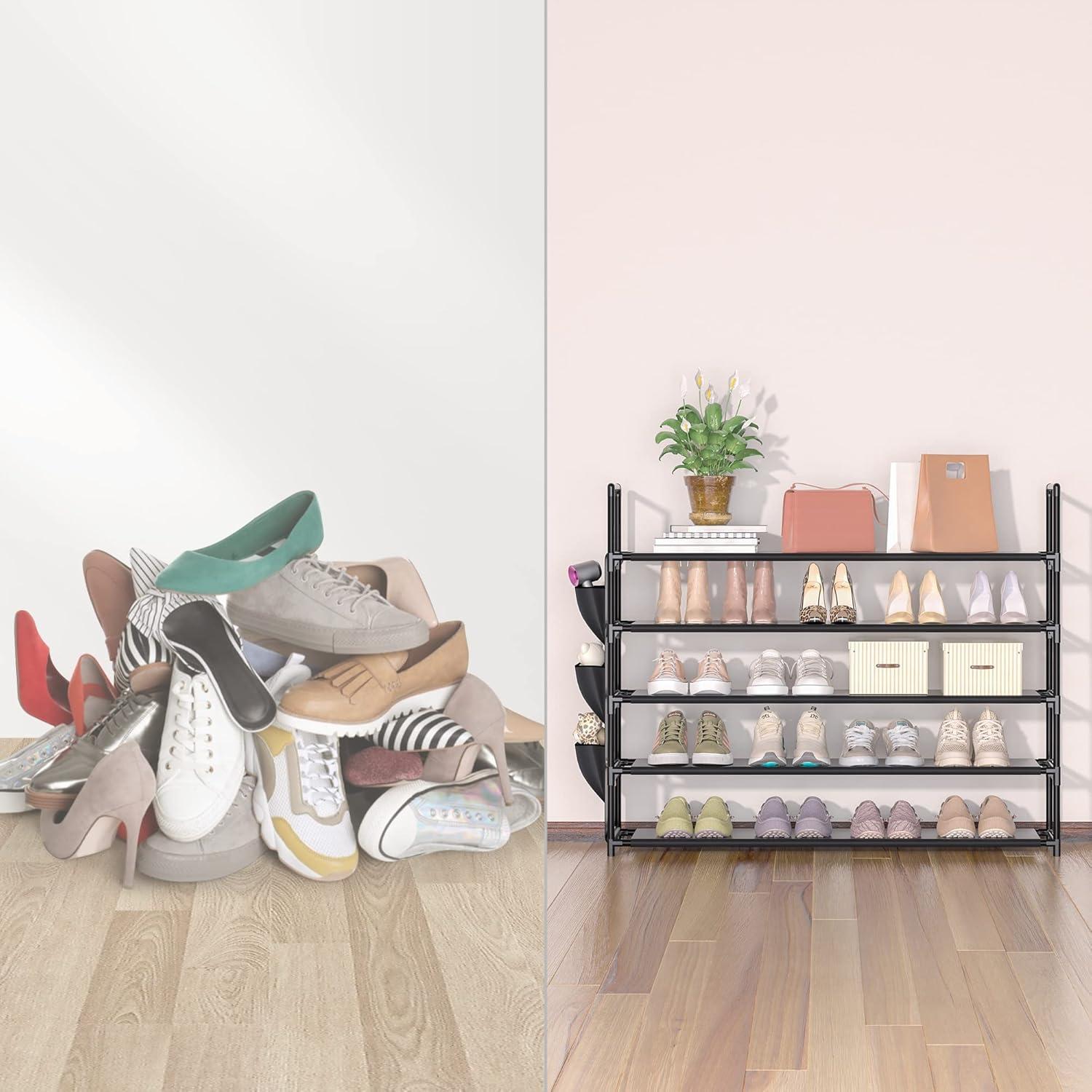 Schuhregal Organizer 5 Ebenen Schwarz Platzsparend für 20–25 Paar