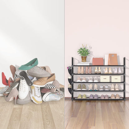 Schuhregal Organizer 5 Ebenen Schwarz Platzsparend für 20–25 Paar