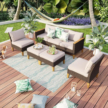 Polyrattan Lounge Set mit aktualisierten Rippen und wasserdichtem