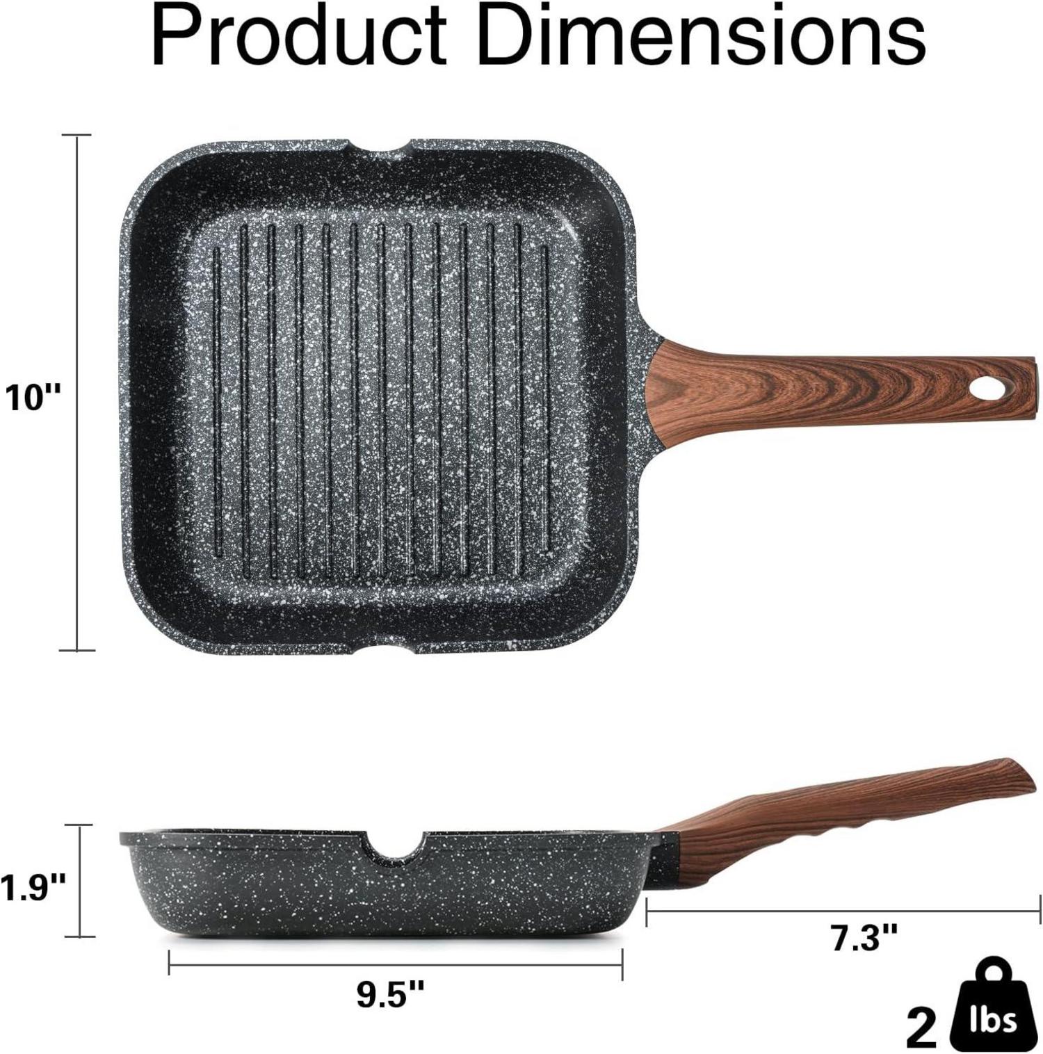 Antihaft Grillpfanne 24 cm quadratisch Induktion Granitbeschichtung