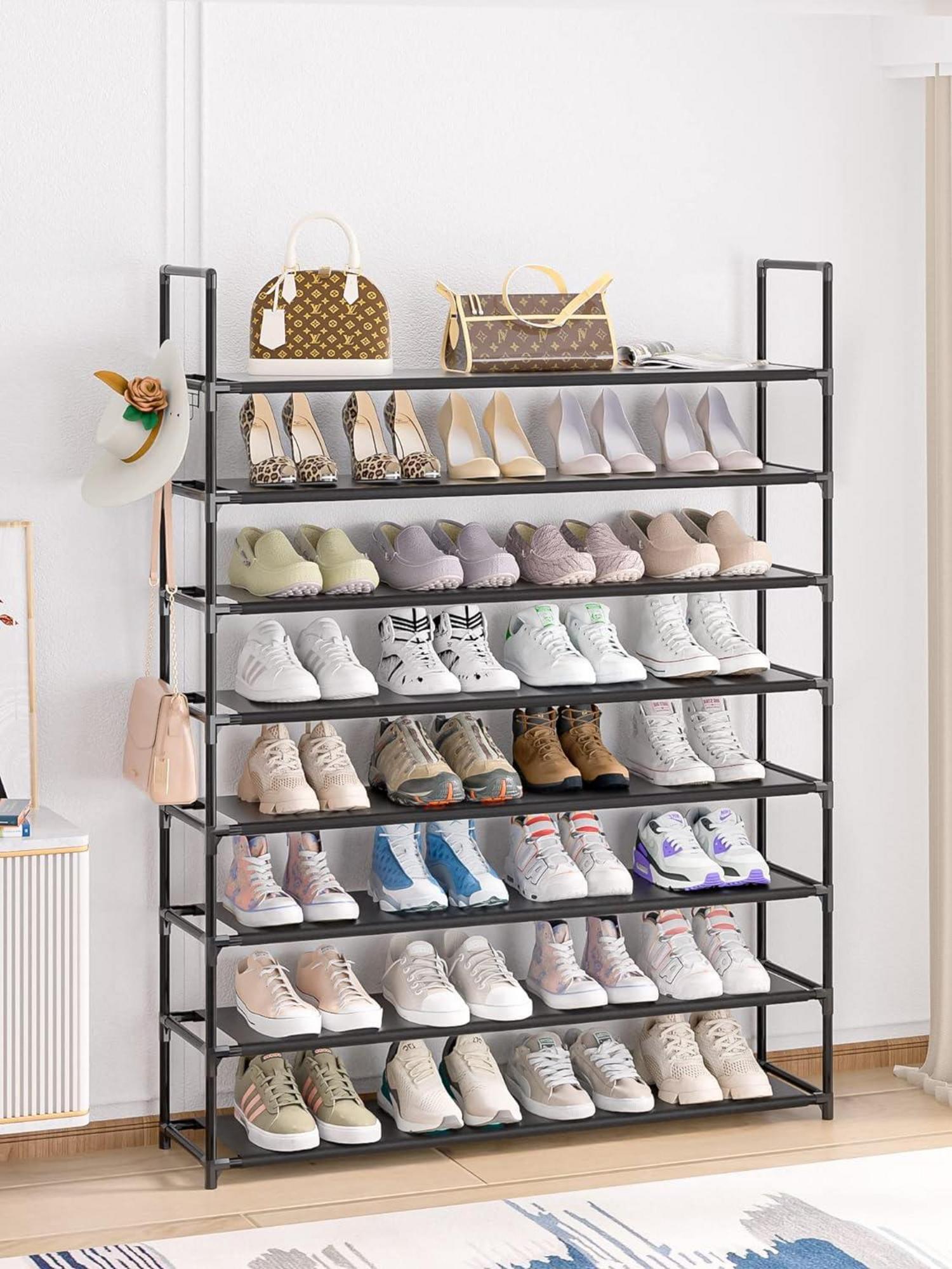 Schuhregal Organizer 8 Etagen 32–40 Paar Platzsparend Schwarz 8 TIER