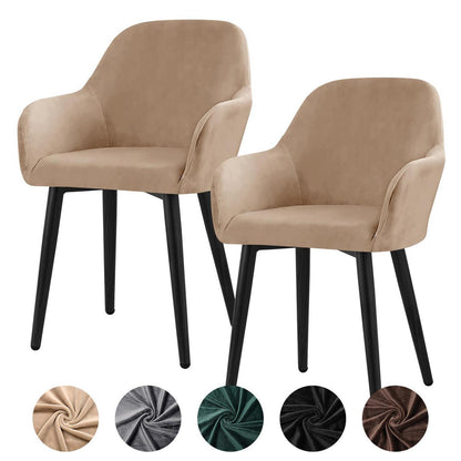Stretch Samt Stuhlhussen Set - Universal Sesselbezug Kamel