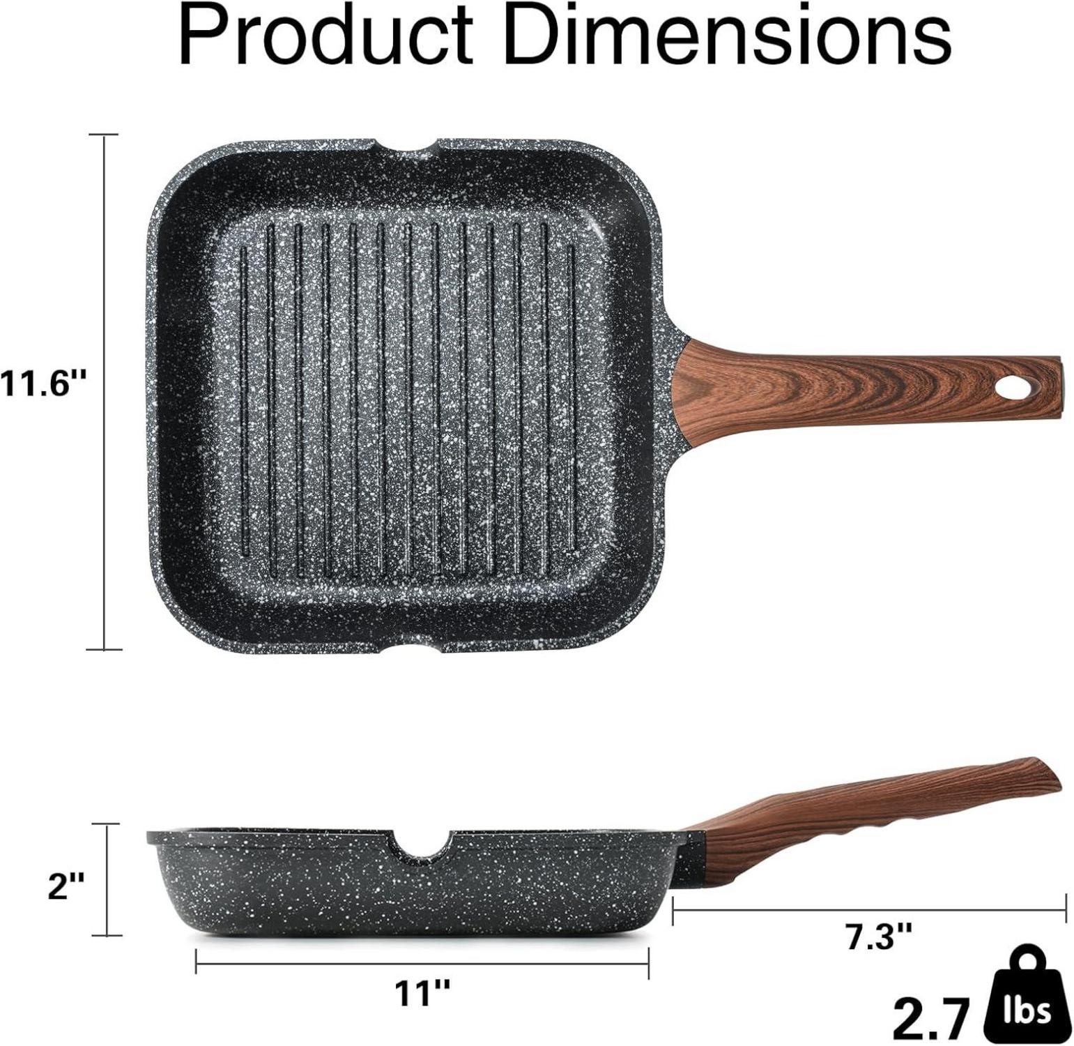 Antihaft-Grillpfanne 28 cm quadratisch Granitbeschichtung Induktion