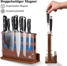 Akazienholz Magnetischer Messerblock mit Acrylschutz - Stark
