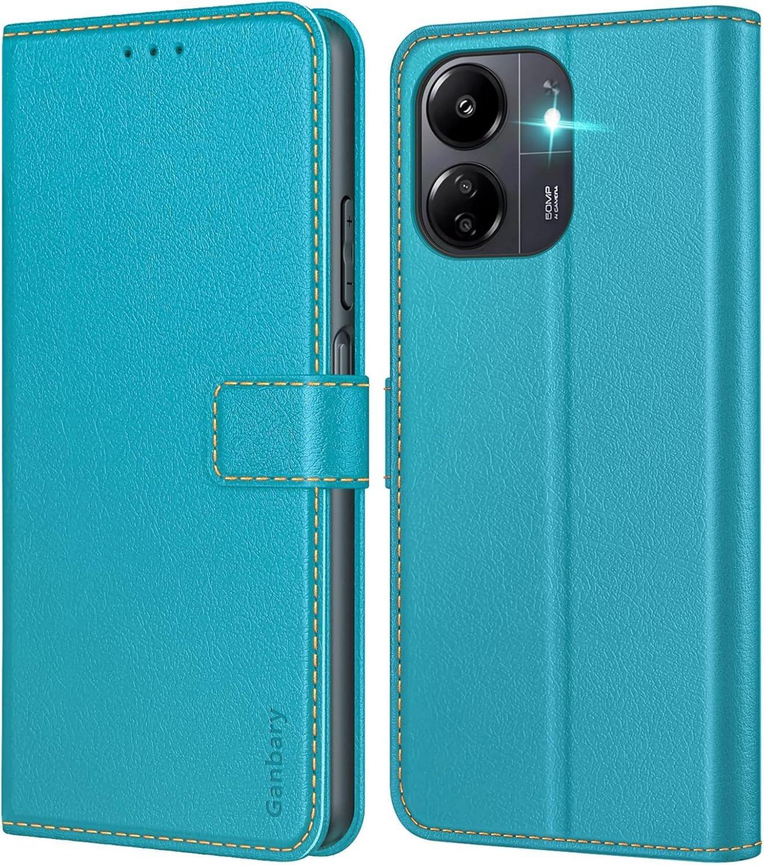 Leder Handyhülle Xiaomi Redmi 13C Poco C65 Azurblau