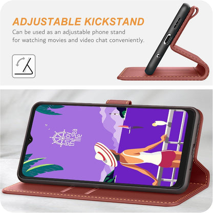 Premium Leder Handyhülle für Samsung Galaxy A12/M12, Braun