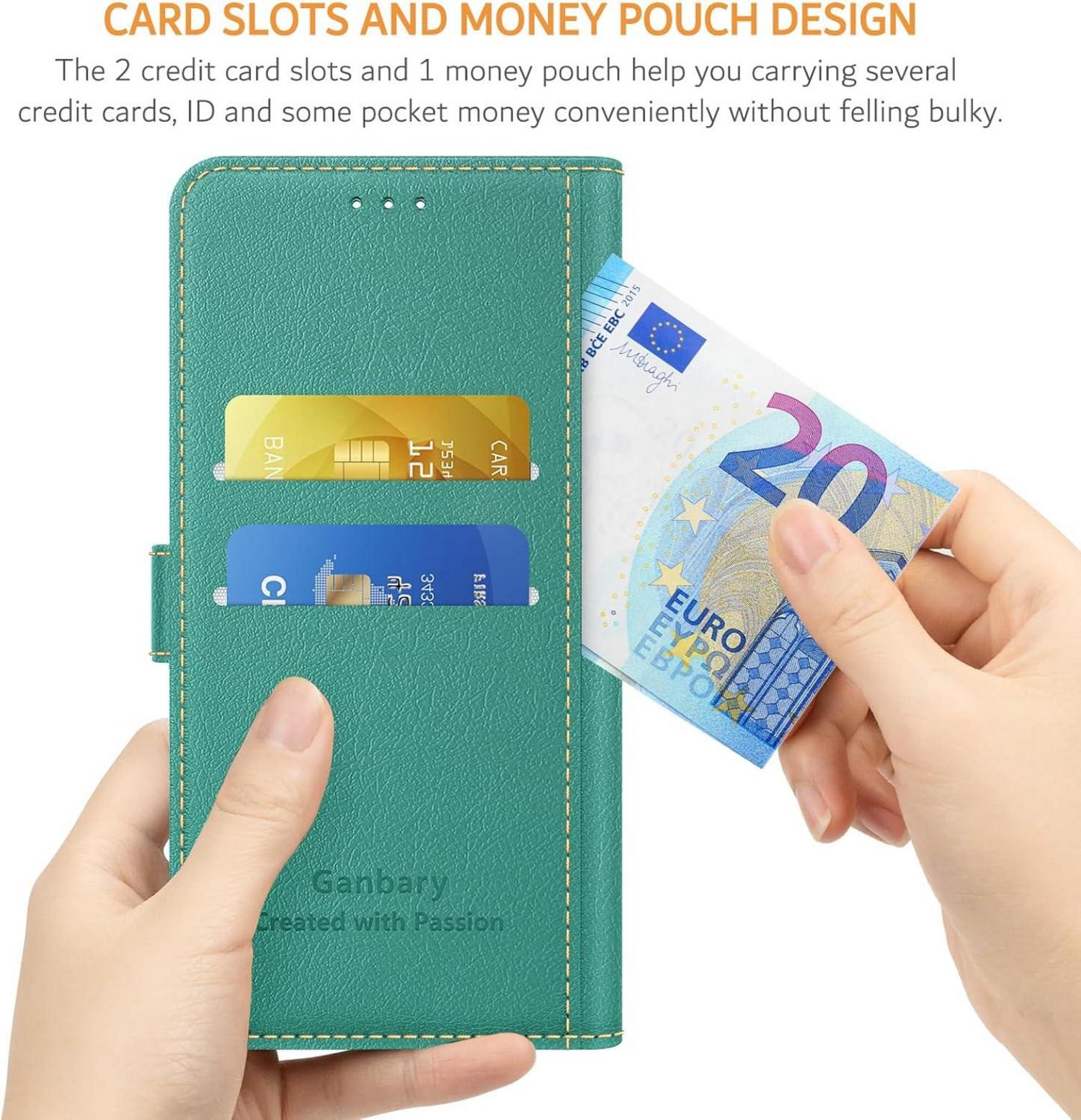 Handyhülle Xiaomi Redmi 13C Poco C65 Leder Klapphülle Blaugrün