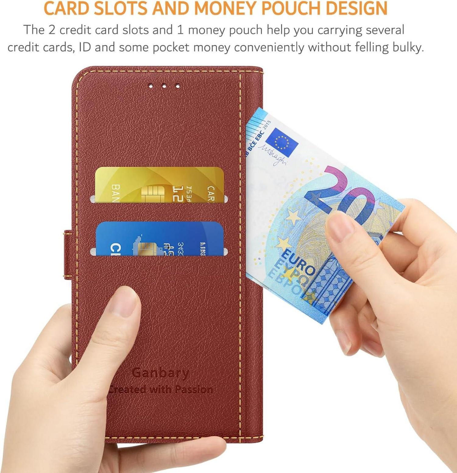 Premium Leder Handyhülle für Xiaomi Redmi 13C Poco C65 - Braun