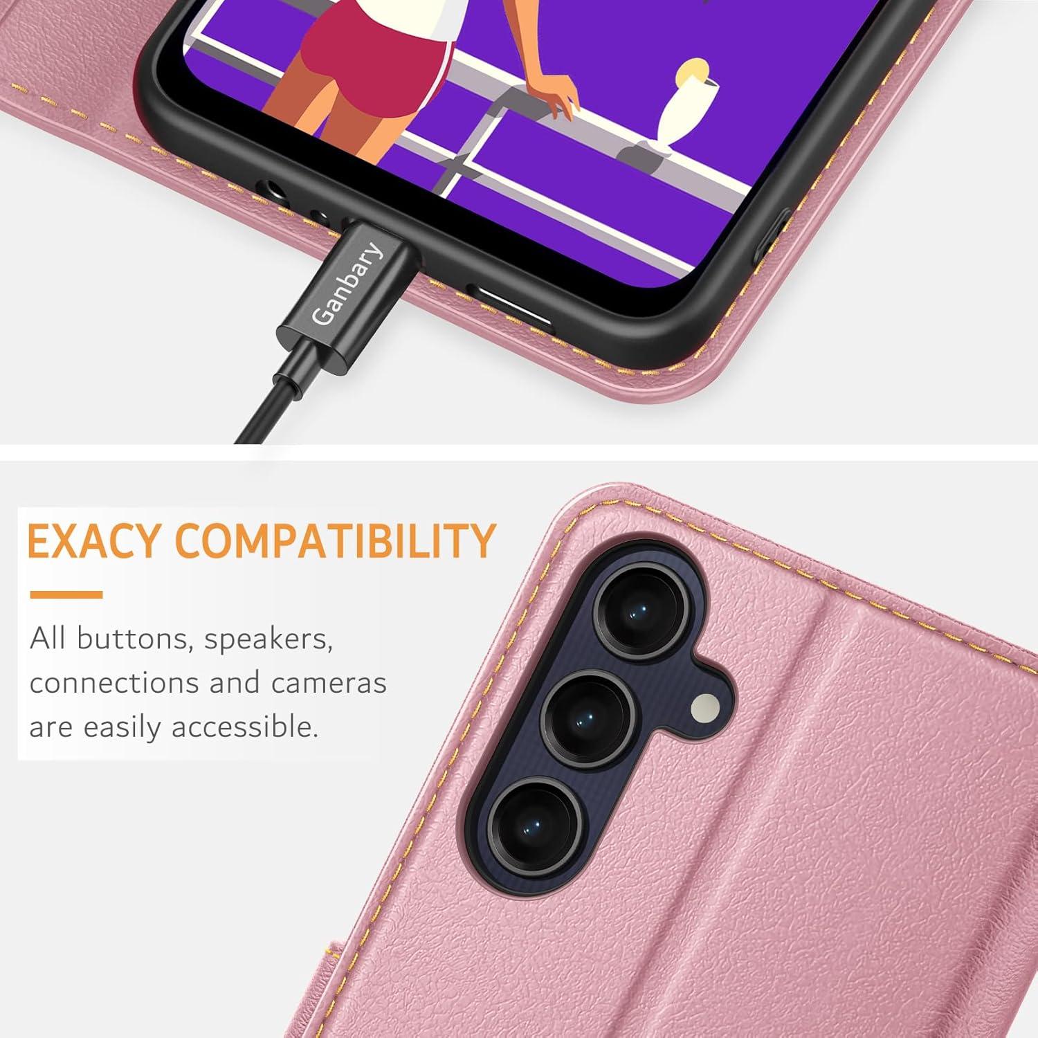 Samsung Galaxy A25 5G Handyhülle Leder Klapphülle Standfunktion Rosa