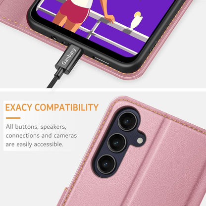 Samsung Galaxy A25 5G Handyhülle Leder Klapphülle Standfunktion Rosa