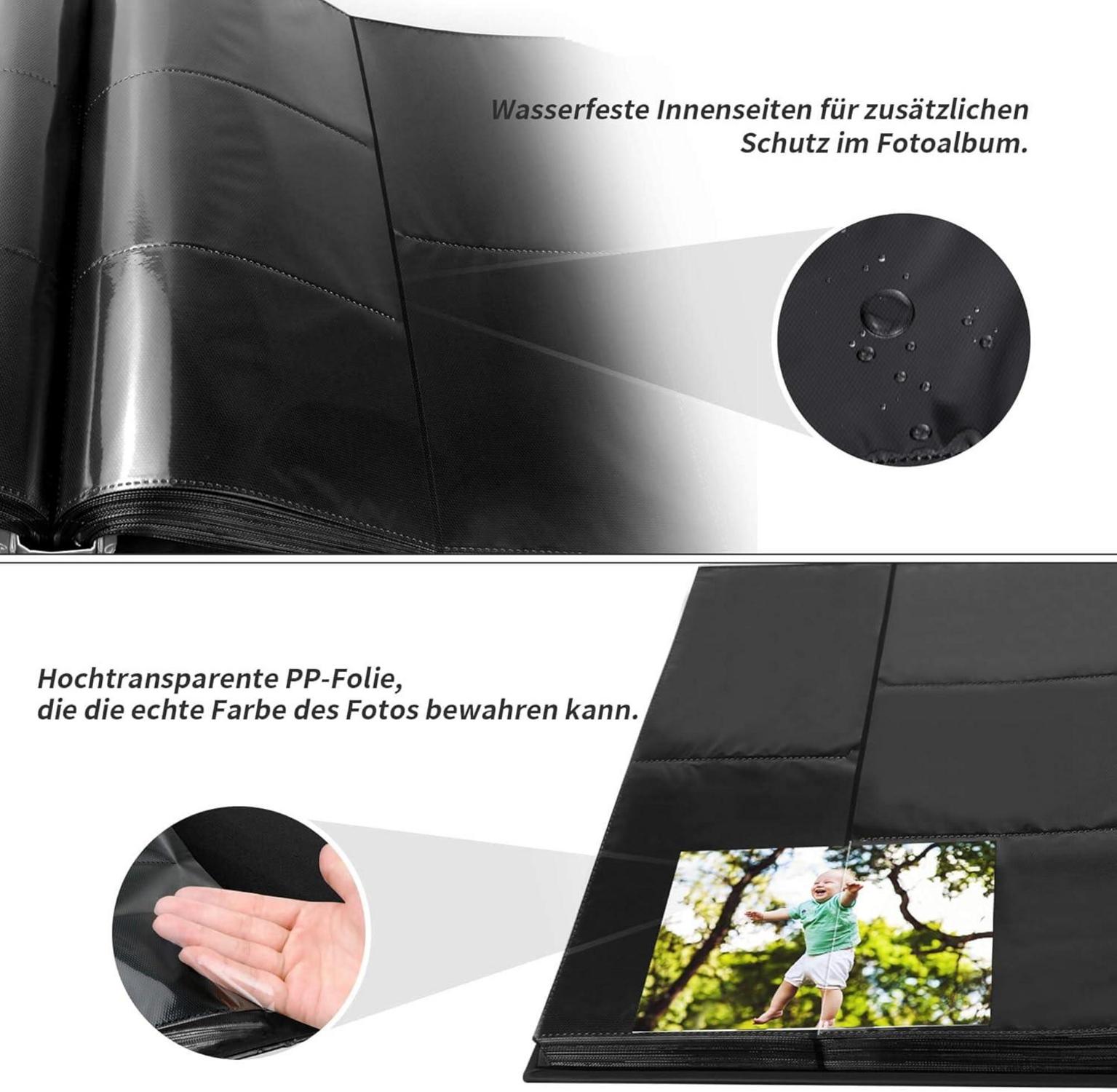 Fotoalbum 10x15cm mit 600 Taschen Schwarz Ledereinband