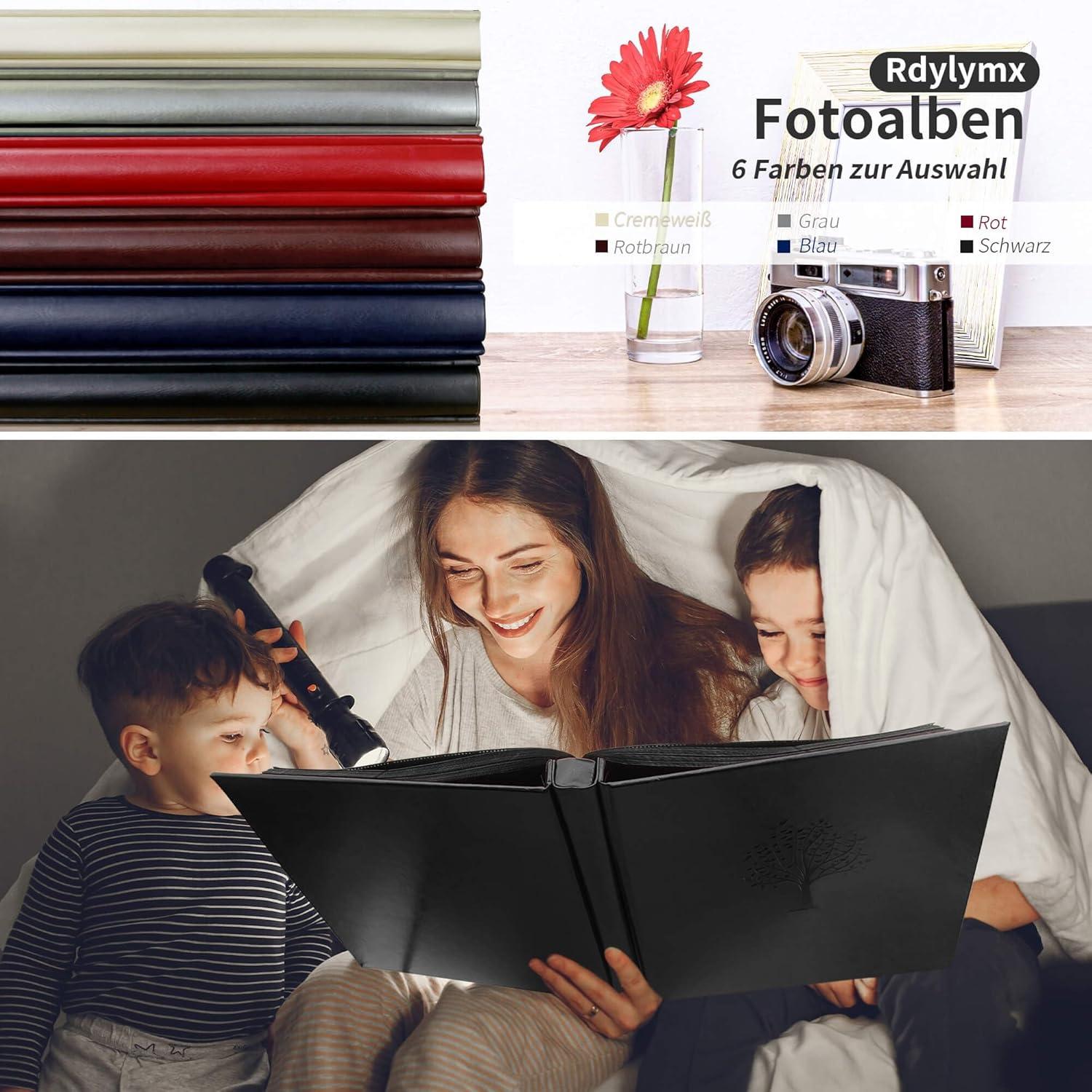 Fotoalbum 10x15cm mit 600 Taschen, Schwarzes Bilderalbum, Ledereinband