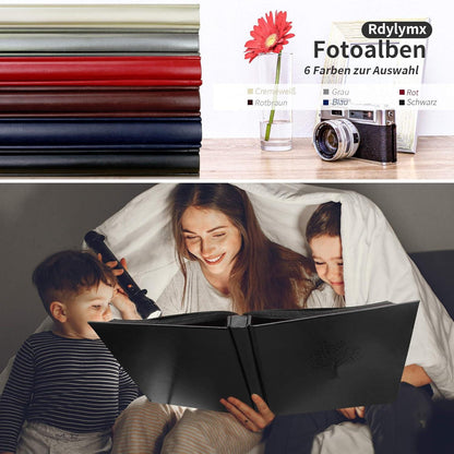 Fotoalbum 10x15cm mit 600 Taschen, Schwarzes Bilderalbum, Ledereinband
