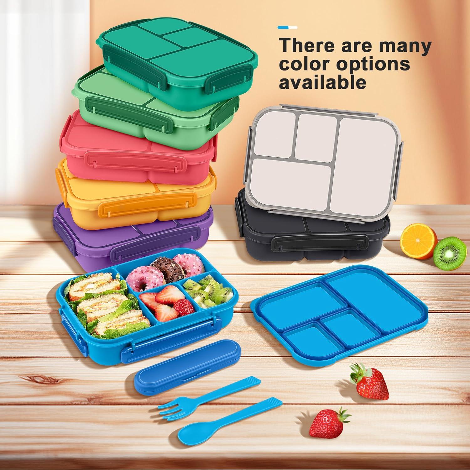 Amathley Brotdose Kinder Bento Box 1200ml Blau Lunchbox Besteck