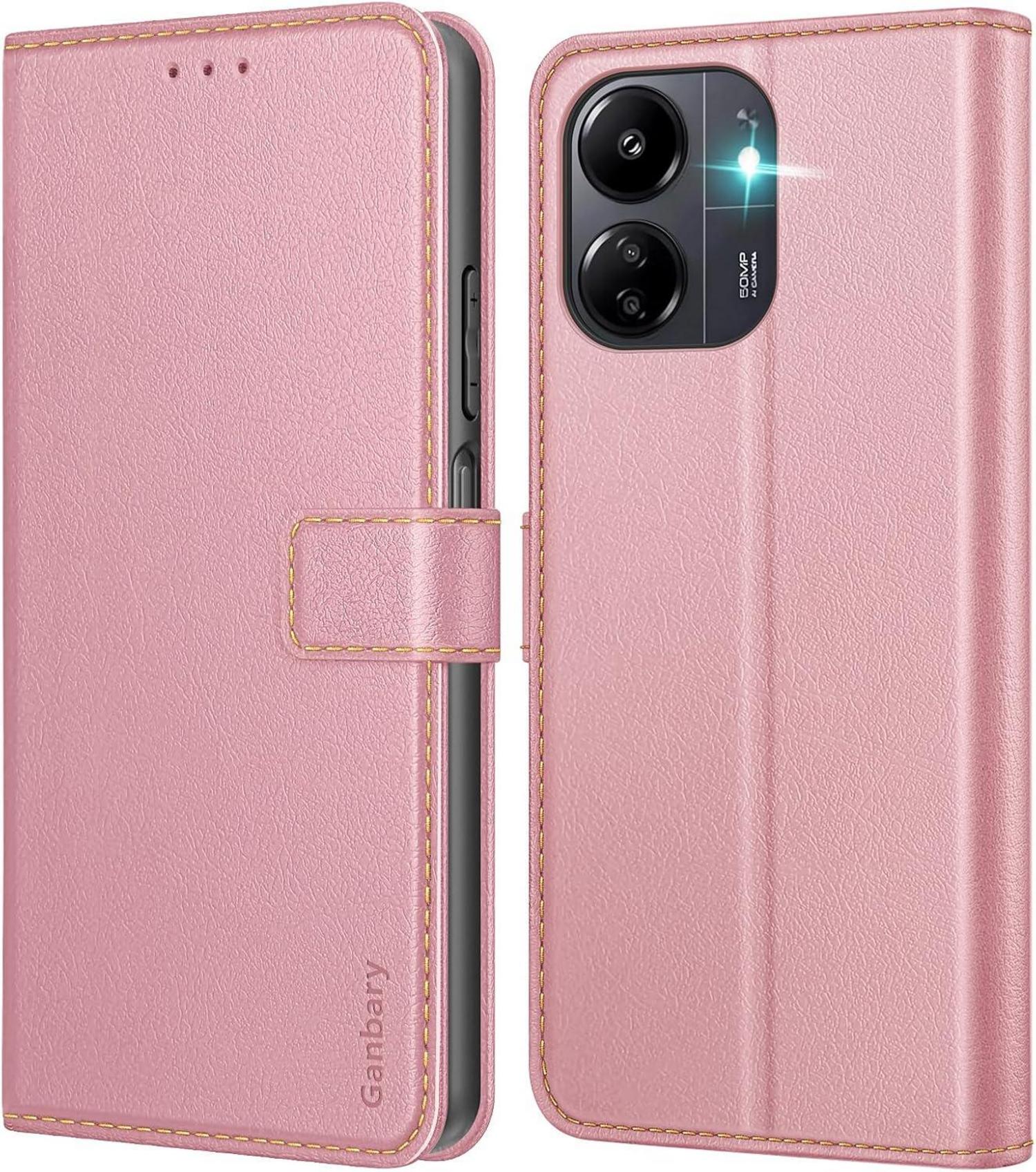 Handyhülle Xiaomi Redmi 13C/Poco C65 Leder Klapphülle Rosa