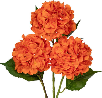 Künstliche Hortensie Kunstblume 2er Set 68cm Orange Blumenarrangement