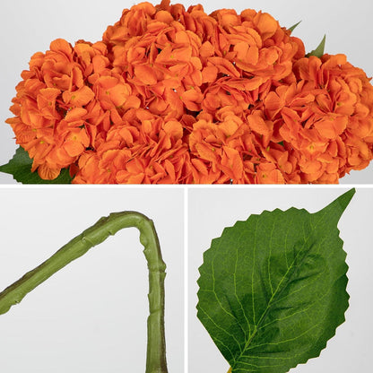 Künstliche Hortensie Kunstblume 2er Set 68cm Orange Blumenarrangement