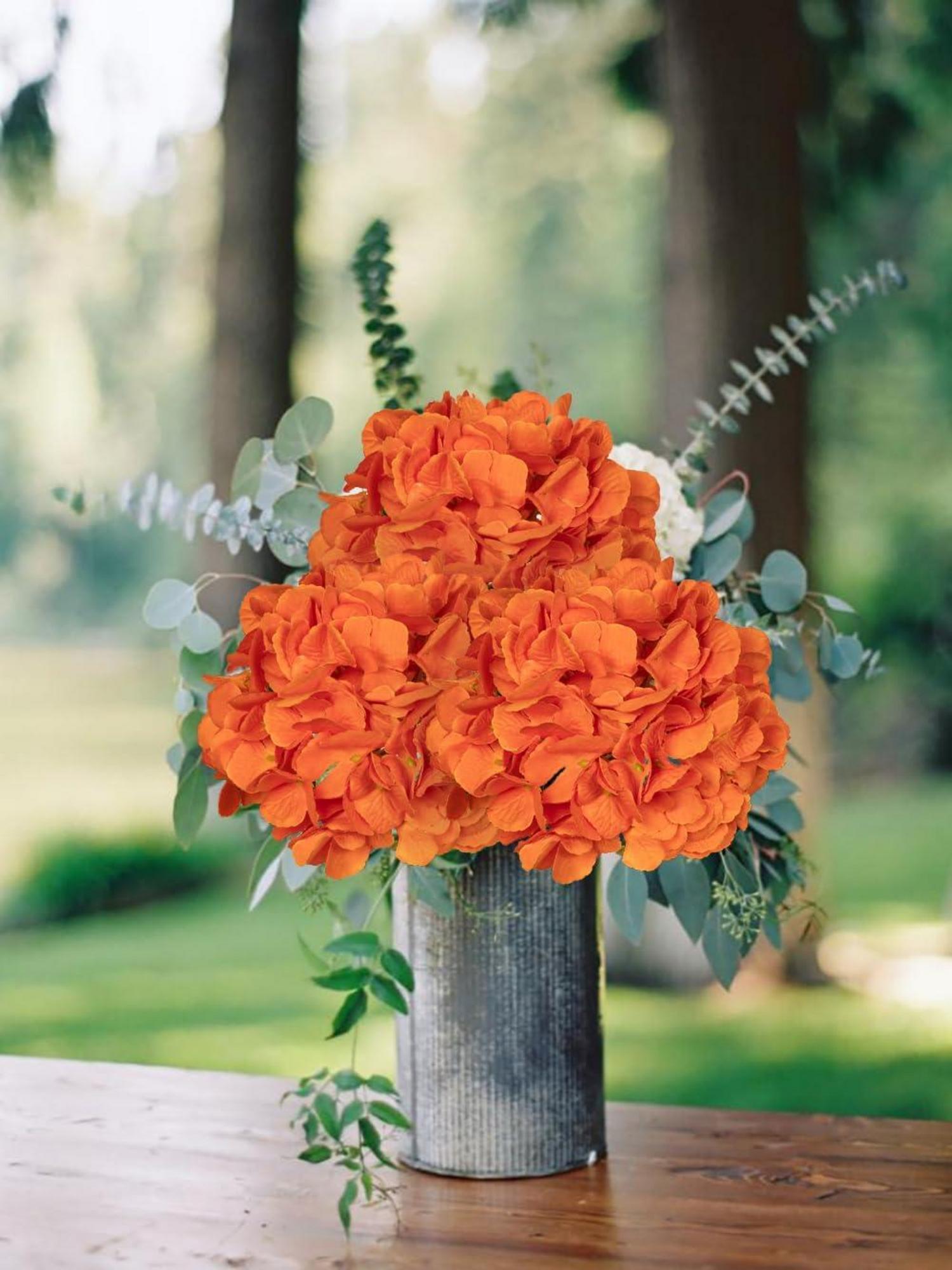 Künstliche Hortensie Kunstblume 68cm 2er Set Orange