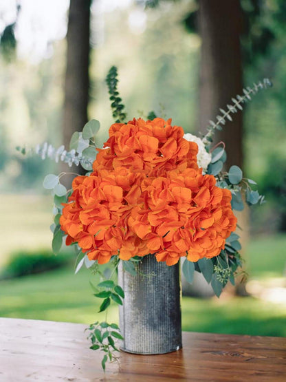 Künstliche Hortensie Kunstblume 68cm 2er Set Orange
